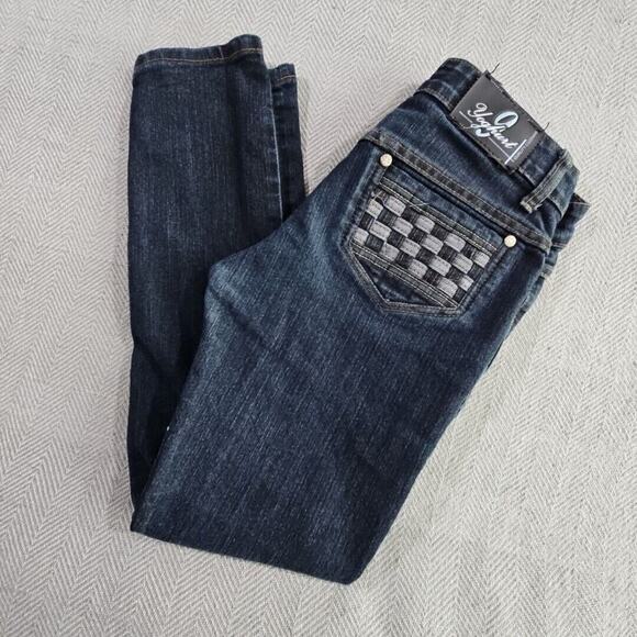 Yoghurt Jeans Women's 16P W32 L28 Dark Wash Blue Tapered Leg Woven Slash Pockets - Picture 4 of 16